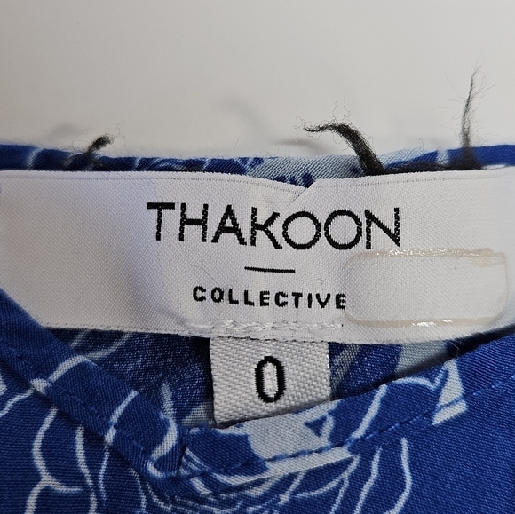 Thakoon Collective Blue Leaf Ruffle Short Slip Dress Size 0 - Picture 4 of 8